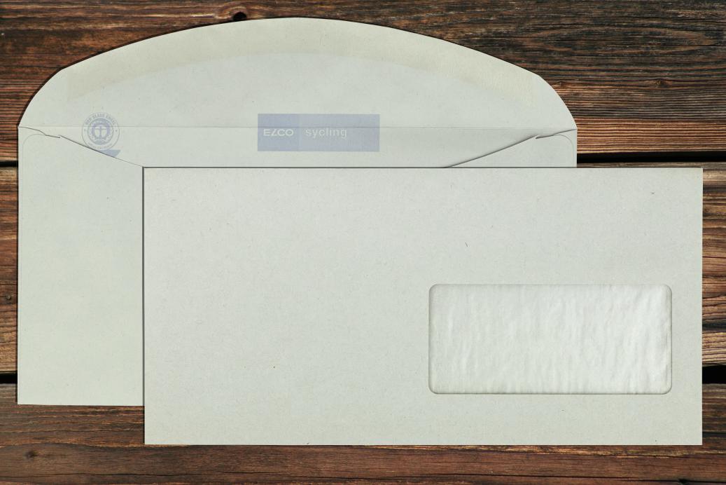 Kuvertierhüllen mit Fenster C6/5 114x229 mm Nassklebend Recycling Grau 100 g/qm